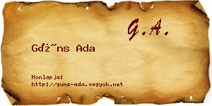 Güns Ada névjegykártya